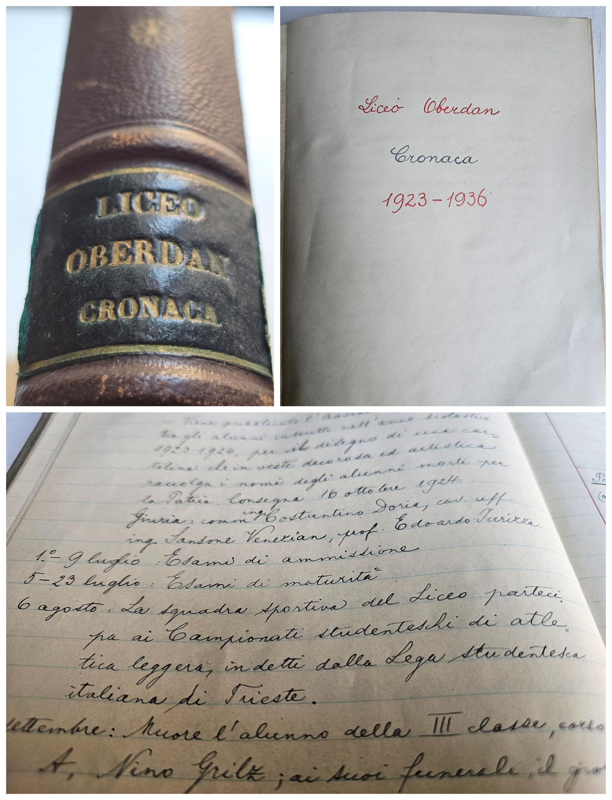 Quaderno manoscritto "Liceo Oberdan. Cronaca 1923-1936"