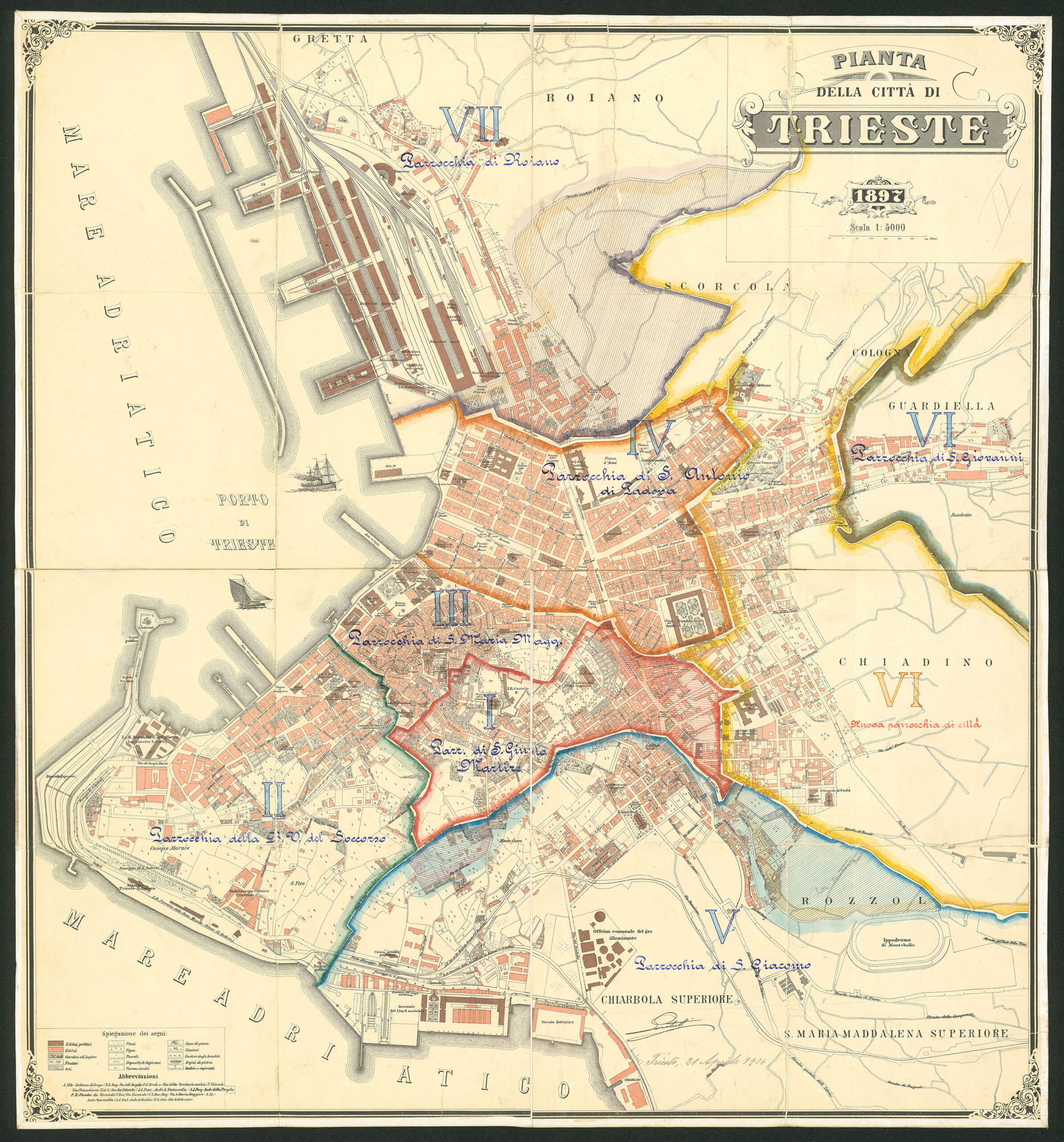 Mappa di Trieste, 1897. ASTS, Luogotenenza del Litorale in Trieste, Atti generali, 1850-1886, b. 837 f. 127
